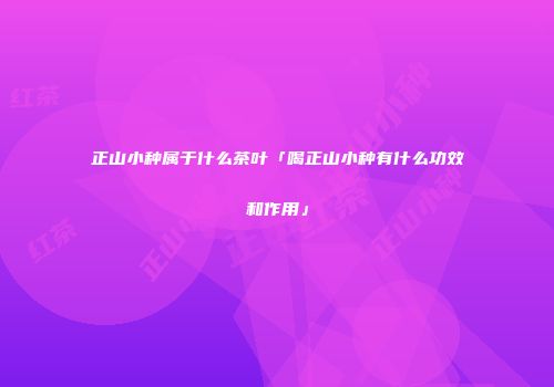 正山小种属于什么茶叶「喝正山小种有什么功效和作用」