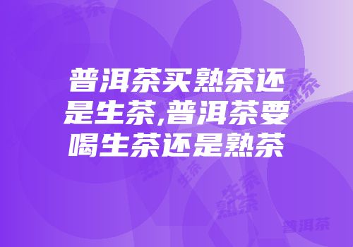 普洱茶买熟茶还是生茶,普洱茶要喝生茶还是熟茶