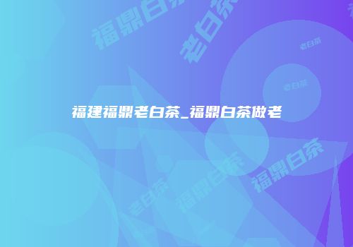 福建福鼎老白茶_福鼎白茶做老