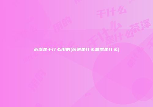 茶泽是干什么用的(茶则是什么意思是什么)