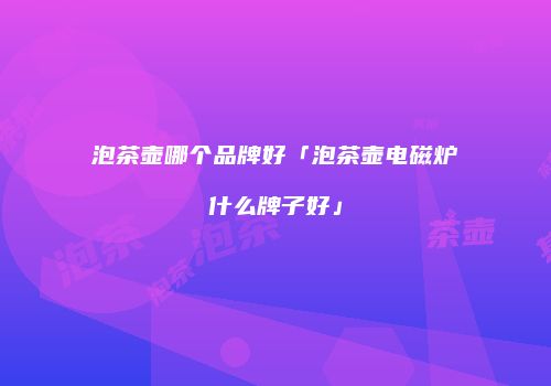 泡茶壶哪个品牌好「泡茶壶电磁炉什么牌子好」