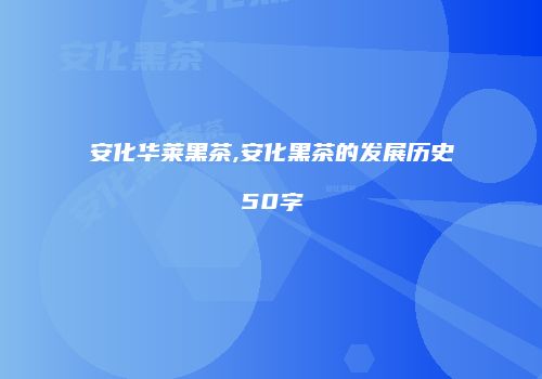 安化华莱黑茶,安化黑茶的发展历史50字