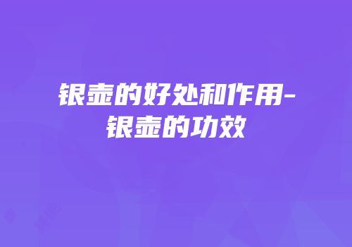 银壶的好处和作用-银壶的功效