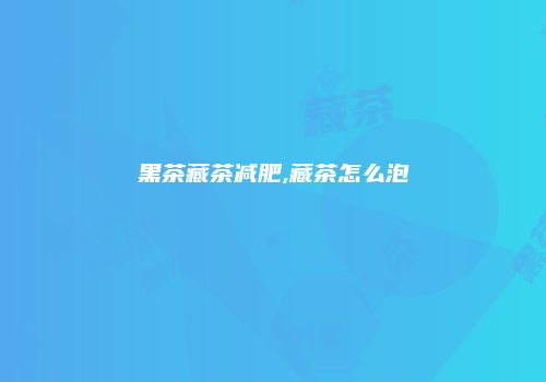 黑茶藏茶减肥,藏茶怎么泡