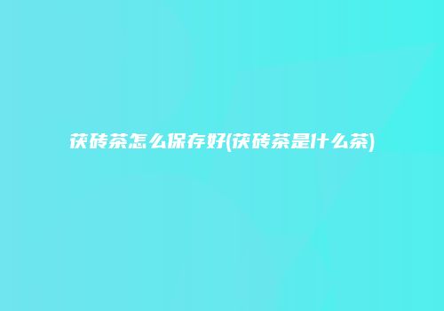 茯砖茶怎么保存好(茯砖茶是什么茶)
