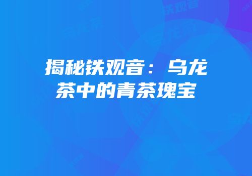 揭秘铁观音：乌龙茶中的青茶瑰宝