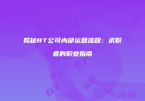 揭秘BT公司内部运营流程：求职者的职业指南