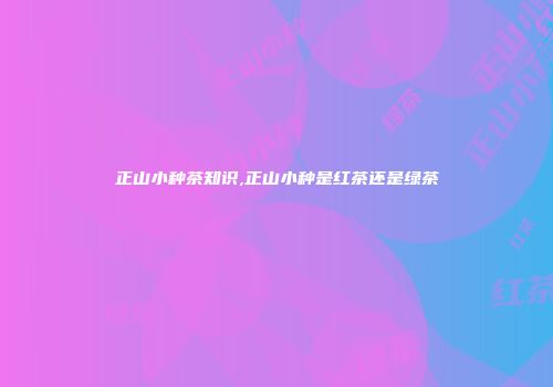 正山小种茶知识,正山小种是红茶还是绿茶