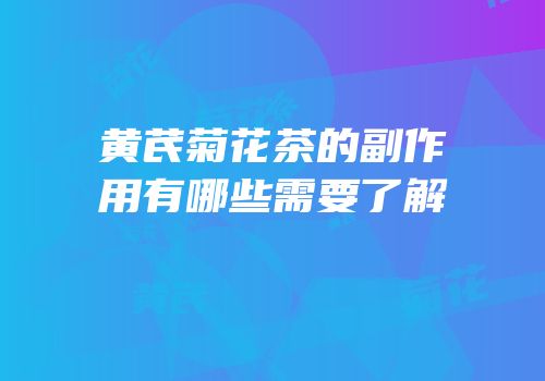 黄芪菊花茶的副作用有哪些需要了解