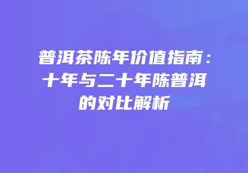 普洱茶陈年价值指南：十年与二十年陈普洱的对比解析