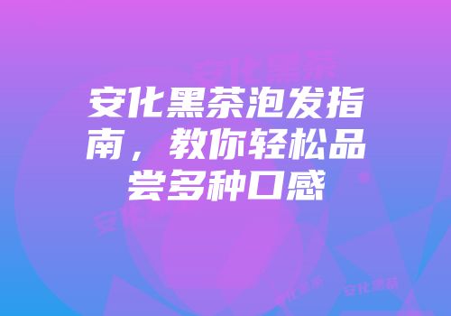 安化黑茶泡发指南，教你轻松品尝多种口感