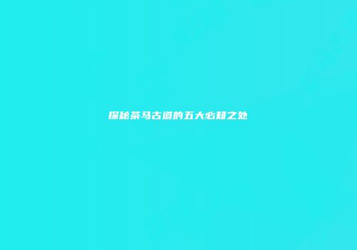探秘茶马古道的五大必知之处