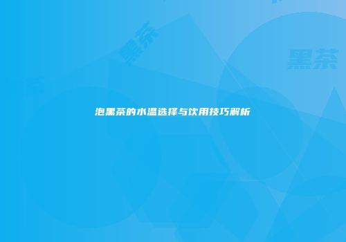 泡黑茶的水温选择与饮用技巧解析