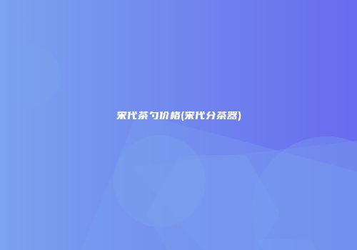 宋代茶勺价格(宋代分茶器)