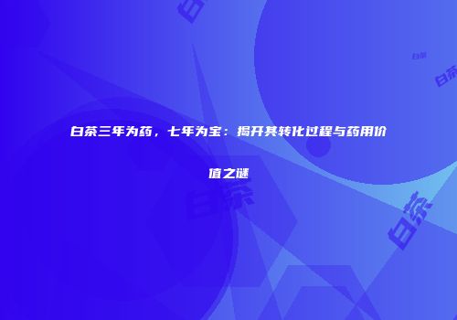 白茶三年为药，七年为宝：揭开其转化过程与药用价值之谜