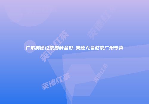广东英德红茶哪种最好-英德九号红茶广州专卖