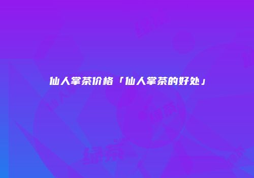 仙人掌茶价格「仙人掌茶的好处」