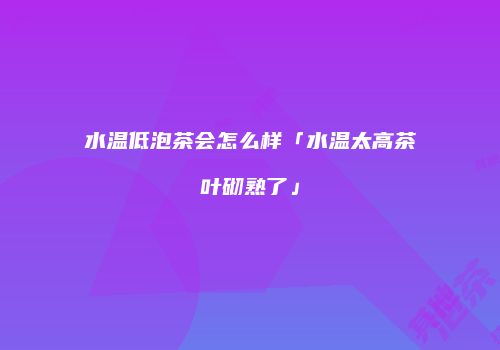 水温低泡茶会怎么样「水温太高茶叶砌熟了」