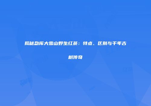 揭秘勐库大雪山野生红茶：特点、区别与千年古树传奇