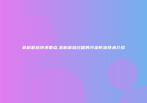 茶树栽培技术要点,茶树栽培过程的污染防治技术介绍