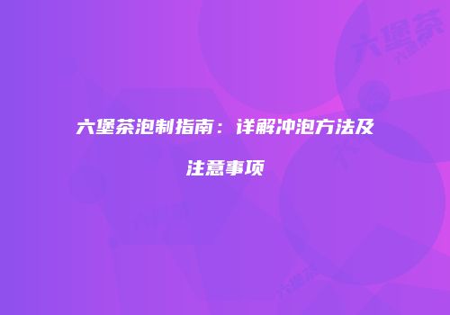 六堡茶泡制指南：详解冲泡方法及注意事项