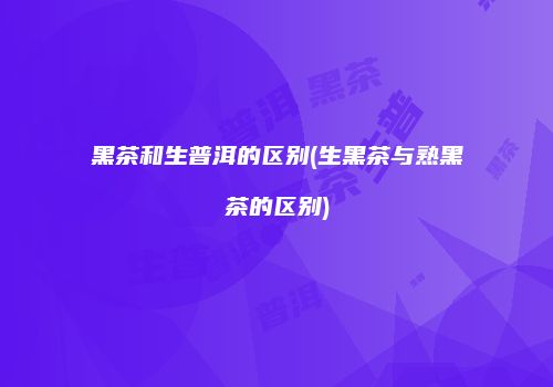 黑茶和生普洱的区别(生黑茶与熟黑茶的区别)