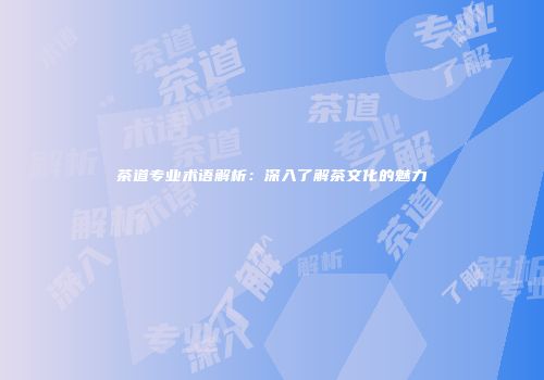 茶道专业术语解析：深入了解茶文化的魅力