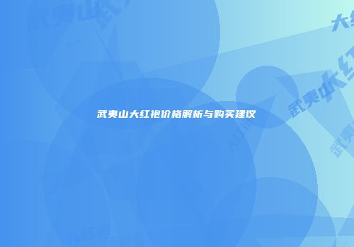 武夷山大红袍价格解析与购买建议