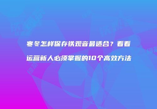 寒冬怎样保存铁观音最适合？看看运营新人必须掌握的10个高效方法