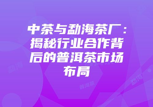 中茶与勐海茶厂：揭秘行业合作背后的普洱茶市场布局