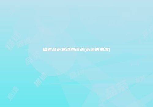 描述品茶意境的词语(茶道的意境)