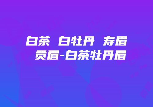 白茶 白牡丹 寿眉 贡眉-白茶牡丹眉