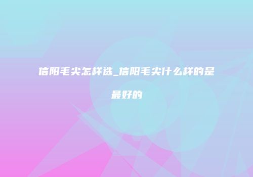 信阳毛尖怎样选_信阳毛尖什么样的是最好的
