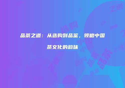 品茶之道：从选购到品鉴，领略中国茶文化的韵味