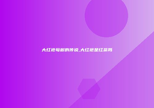 大红袍母树的传说,大红袍是红茶吗