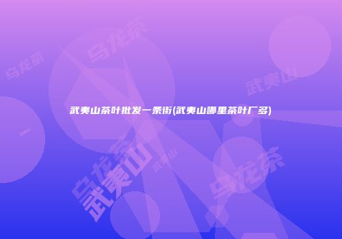 武夷山茶叶批发一条街(武夷山哪里茶叶厂多)