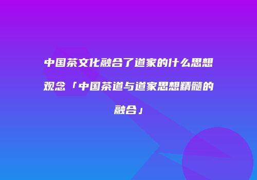中国茶文化融合了道家的什么思想观念「中国茶道与道家思想精髓的融合」