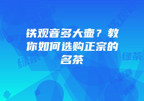 铁观音多大壶？教你如何选购正宗的名茶