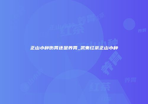 正山小种伤胃还是养胃_武夷红茶正山小种