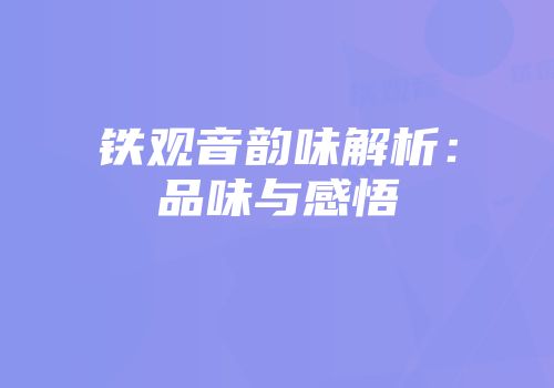 铁观音韵味解析：品味与感悟