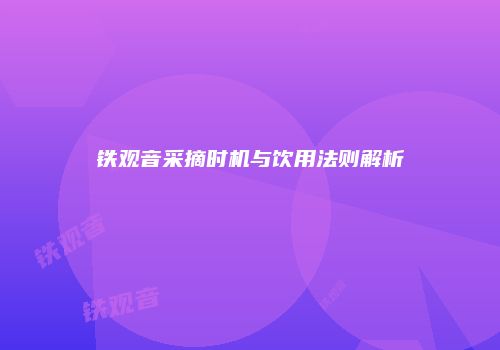 铁观音采摘时机与饮用法则解析