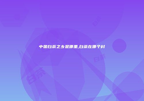 中国白茶之乡是哪里,白茶在哪个村