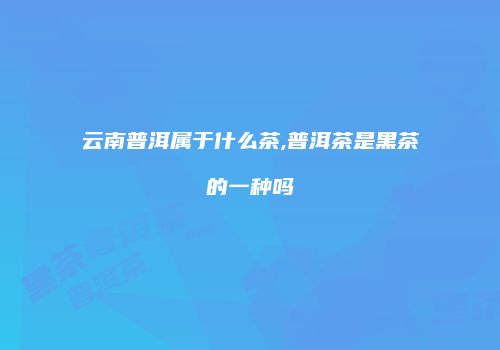 云南普洱属于什么茶,普洱茶是黑茶的一种吗
