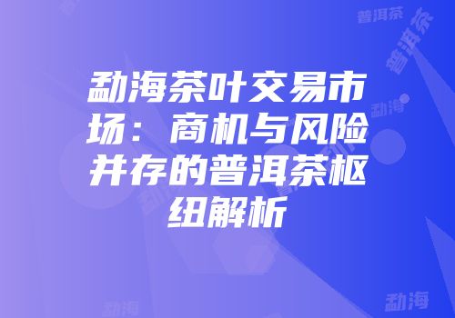 勐海茶叶交易市场：商机与风险并存的普洱茶枢纽解析