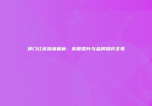 祁门红茶深度解析：茶园图片与品牌知识全览