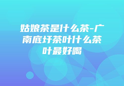 姑娘茶是什么茶-广南底圩茶叶什么茶叶最好喝