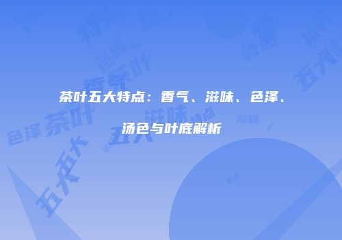 茶叶五大特点：香气、滋味、色泽、汤色与叶底解析
