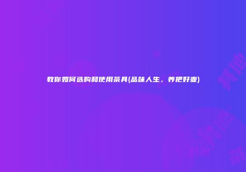 教你如何选购和使用茶具(品味人生，养把好壶)