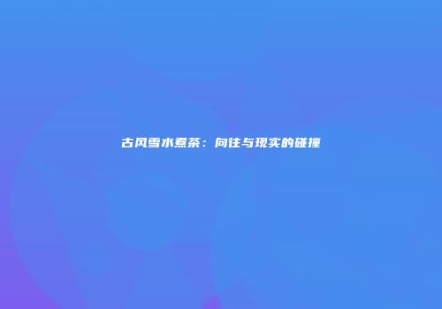 古风雪水煮茶：向往与现实的碰撞