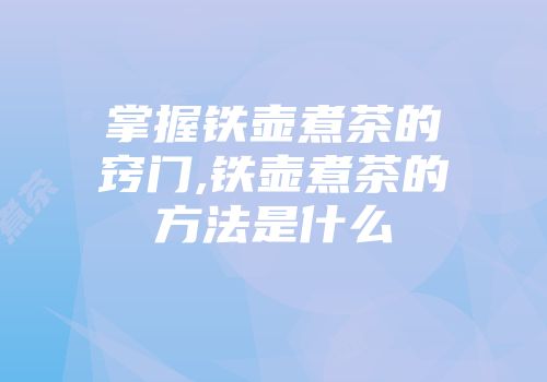 掌握铁壶煮茶的窍门,铁壶煮茶的方法是什么